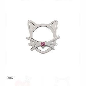 Origami Owl Silver Cat Charm with Pink Stone